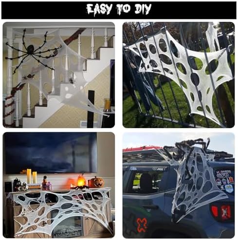 Runleo Giant Spider Webs Halloween Decorations Outdoor Beef Netting Pre-Cut