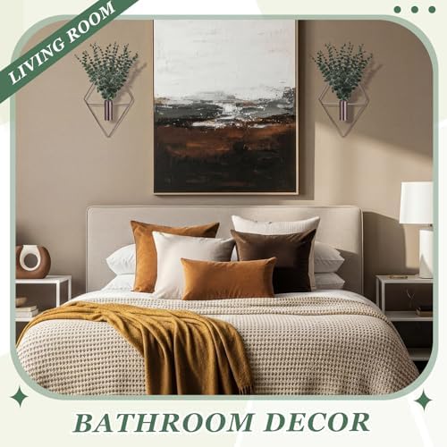 Jexine 2 Pcs Hanging Artificial Planters Wall Decor, Bronze, Eucalyptus