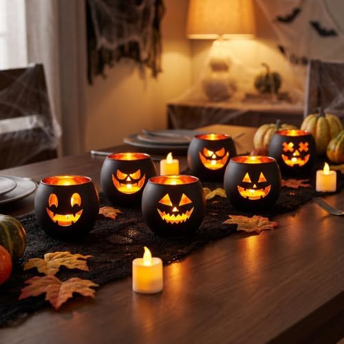 Halloween Tea Light Candle Holders Set of 6, Votive Candle Holders