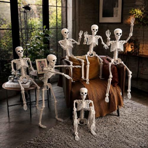 Znorso 4 Pack 24” Halloween Skeleton Decorations, 2FT Posable Full Body Hanging Skeleton with Movable Joints for Halloween Skeletons Decor Yard Patio Lawn Garden Skeleton Props (4, 24 in)