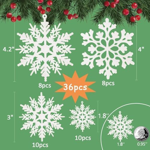 kockuu Christmas Decorations Snowflake Ornament White for Tree Decor Craft