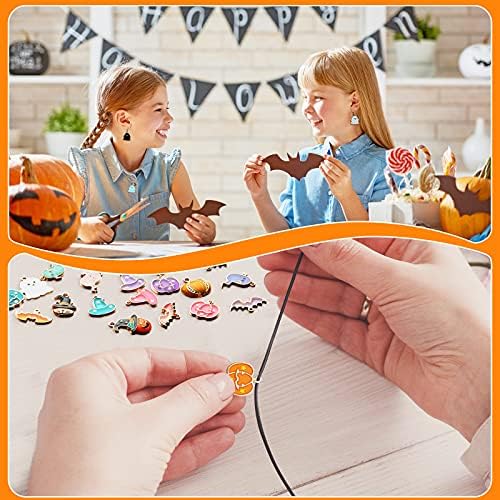 Mtlee 52 Pcs Halloween Charms for Jewelry Making, Gold Pendants, Pumpkin