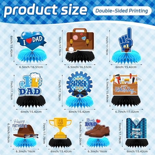 10Pcs Father's Day Honeycomb Centerpieces Table Decorations