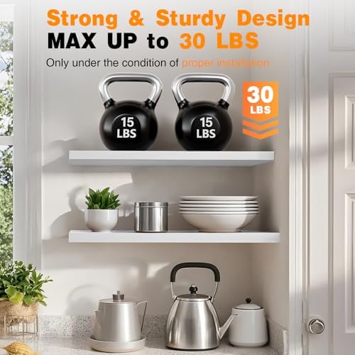 BAYKA White Floating Shelves 47.2in, Set of 2, Wall Mounted for Wall Decor