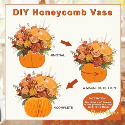 NICROHOME EUR Fall Decoration, 4PCS Vase-Shape Honeycomb Table Centerpiece
