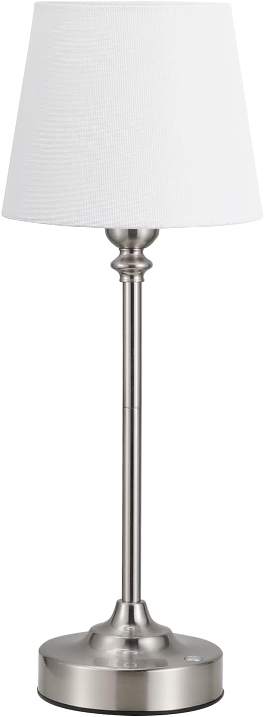 Kakanuo Cordless Table Lamp Rechargeable Silver - 1 Pack 4000mAH Battery Operated Lamp for Decor, 3000K Stepless