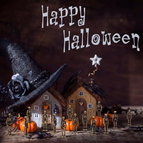 Civaner 50 Pcs Halloween Mini Brass Figurine Miniature, Skeleton