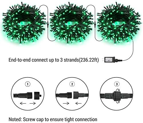 Brizled Outdoor Christmas Lights Green, 78.74ft 240 LED Mini Light String
