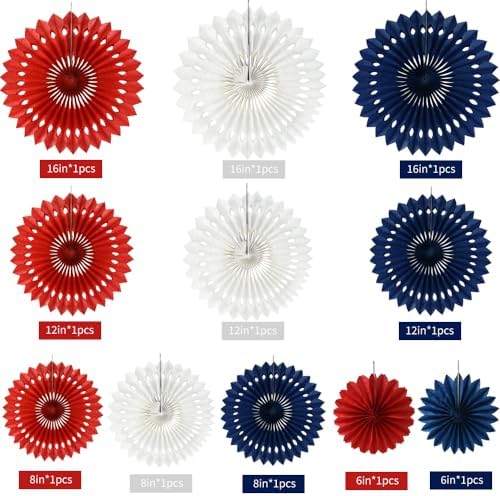 BEISHIDA Honeycomb Round Paper Fans Red White Blue Hanging Party Decoration