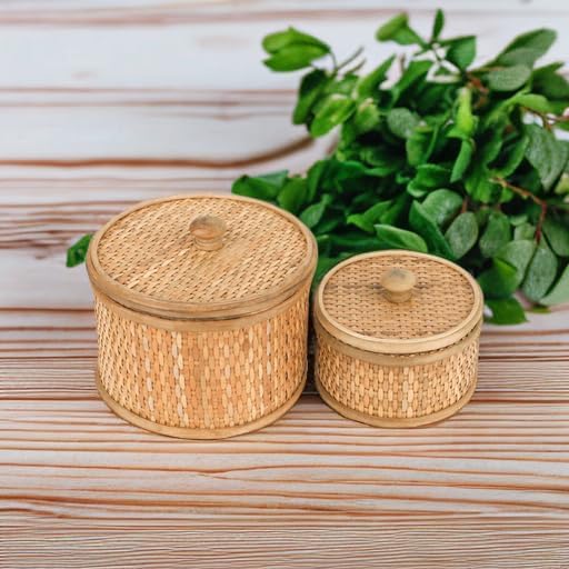 Bohemian Wood Box / Natural / 7 Inch / Set of 2