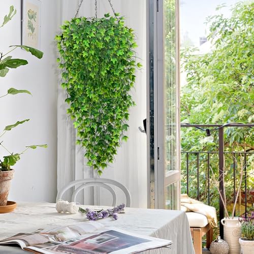Waipfaru Artificial Hanging Ivy for Outdoors, 4pcs Faux Vines Greenery