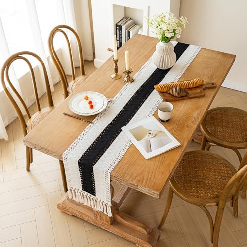 FEXIA Farmhouse Table Runner for Home Decor 12x90 Black Fall Home Decor
