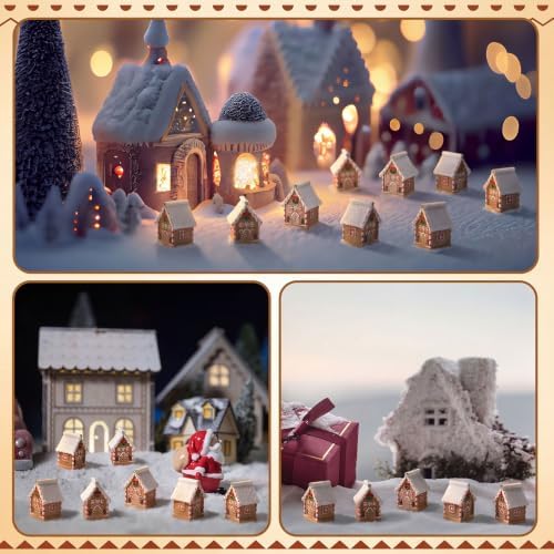 Weysat 50 Pcs Mini Christmas Gingerbread House Figurines Bulk, Basic Style