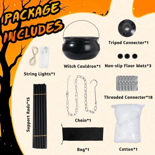Halloween Decorations Outdoor Large Witch Cauldron with 52" Tripod Stand