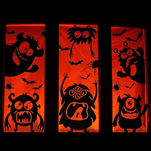 Halloween Window Clings Decorations - Silhouette Decorations With Cute Monster Stickers for Glass