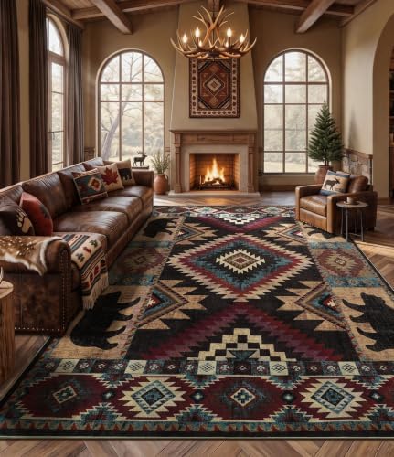 YIHOUSE 9x12 Western Cabin Area Rugs for Living Room