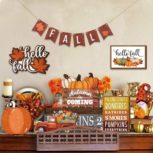 Quimoy 19 Pcs Fall Tiered Tray Decor