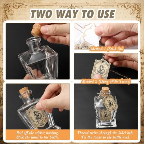 Patelai 8 Sets/32 Pcs Halloween Potion Bottles with Cork Apothecary Bottles