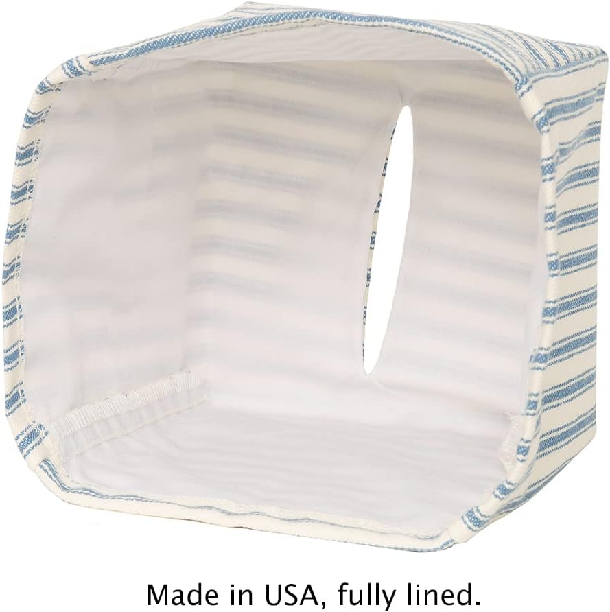 Fabric Tissue Box Cover / Square / Blue Porcelain