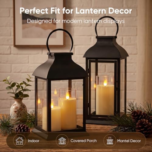 Homemory Ivory Flameless Candles, Battery Operated Acrylic LED Pillar Candles with Remote Timer, Realistic Flickering Fake Candles for Home Decor, Christmas, Wedding, Party, Set of 3