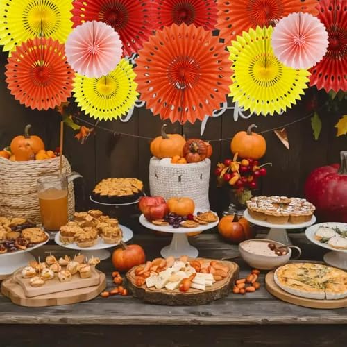 BEISHIDA Honeycomb Round Paper Fans Fall Orange Hanging Party Decoration