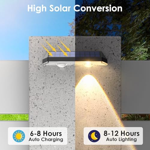 Solar Fence Lights Outdoor, IP65 Waterproof LED, 3 Mode, 12H, Black,12PK