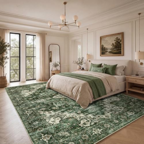 Garvee 10x13 Living Room Rug Large Vintage Boho Green Washable Area Rug