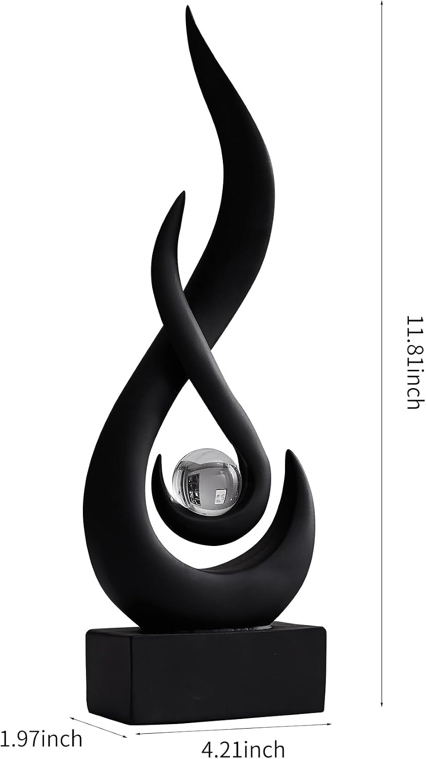 Glass Ball Resin Art Figurines / Black Statue