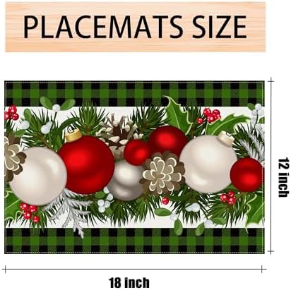 Jiudungs Christmas Placemats Set of 4, Xmas Decorations for Home Decor