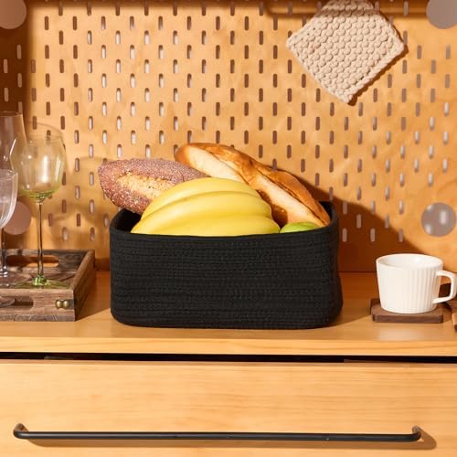 Woven Rope Baskets / L11.5xw7.5xh4.7 / Black / Set of 3
