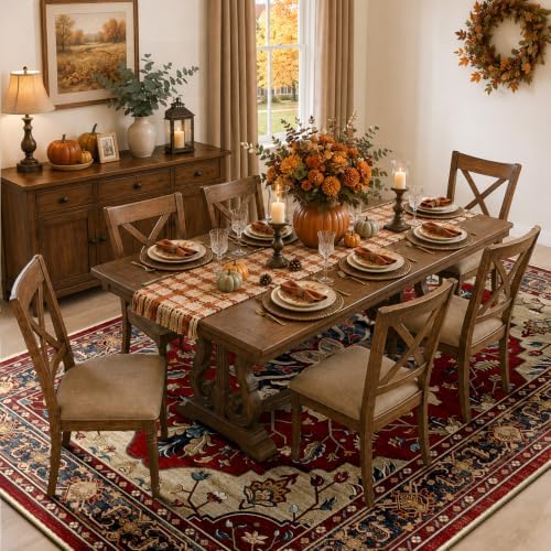 RELEANY Washable Area Rug, Large 9'x12', Red/Blue