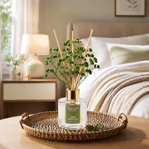 Airkeep Reed Diffuser Set of 3, Coconut Pineapple Lemon Eucalyptus Cranberry Apple Oil Reed Diffusers for Bedroom