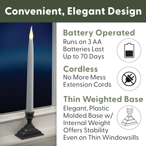 612 Vermont Battery Operated LED Taper Window Candles with Timer