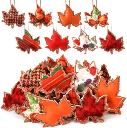 SmoothNovelty 24 Pcs Fall Felt Ornaments Maple Leaf Autumn Tree Decor