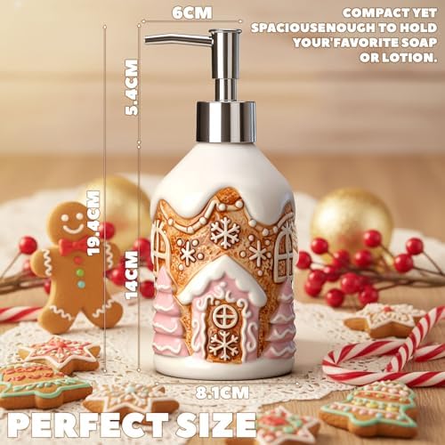 Potchen Gingerbread House Soap Dispenser Ceramic Pump Bathroom Decor