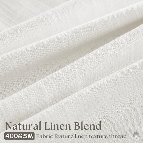 TWODRAPES Beige White 120 Inch Curtains High Ceiling Tall Curtains 2 Panels