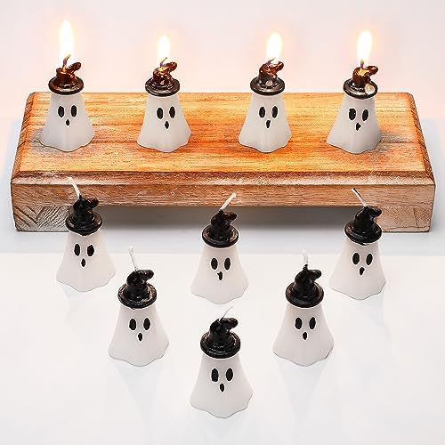 Jutom 10 Pcs Halloween Ghost Candles Mini Ghost Decor, Hat