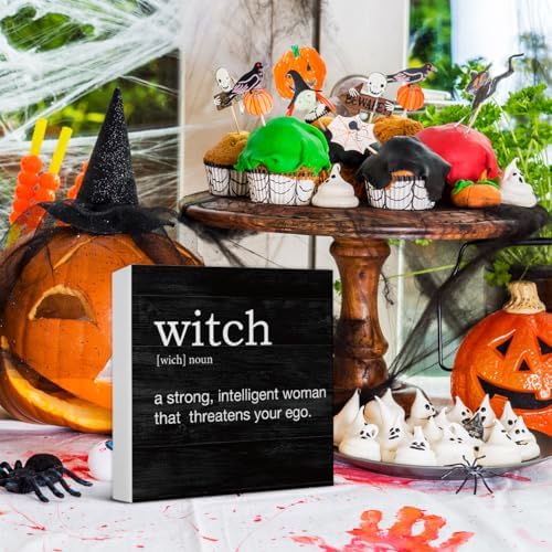 Halloween Decorations, Witch Definition Wooden Sign Decor Desk Sign