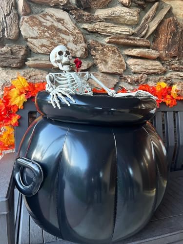GIFTEXPRESS 22x18 Inch Large Inflatable Halloween Cauldron Drink Cooler, St Patrick Pot of Gold, Beverage Holder, Candy Kettle, Witch's Cauldron, Party Decoration