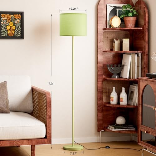 Ambimall 60'' Modern Floor Lamp with Shade, Tall Lamps for Living Room, Bedroom, Office, Dining Room, Light Green