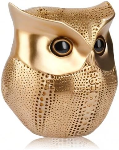 Owl Statue / Retro Buho Owls Figurines for Unique Home Decorations / Gold