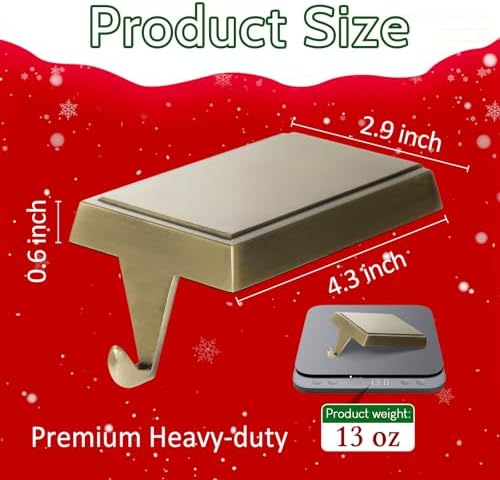 2-Pack Christmas Stocking Holders for Mantel, Weighted Metal Hooks, Bronze