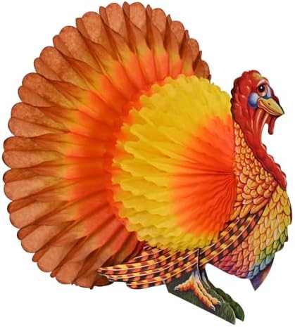 Beistle Tissue Turkey Centerpieces 12", Pack of 2, Fall Colors