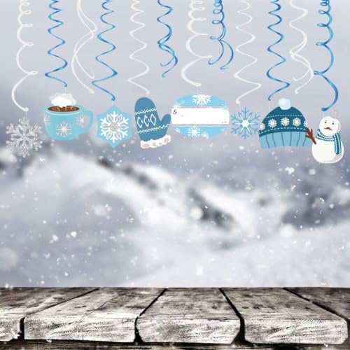 Christmas Snowman,Snowflake,Winter,Snow Hanging Swirl Decorations for Festival,Party,Together,Celling,Classroom,Home,Office,Bedroom(30Ct)
