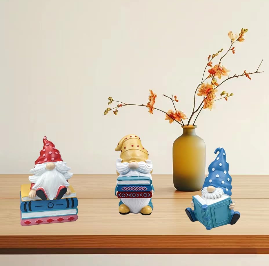 Gnomes Figurines Resin Sculpture / Reading / Set of 3