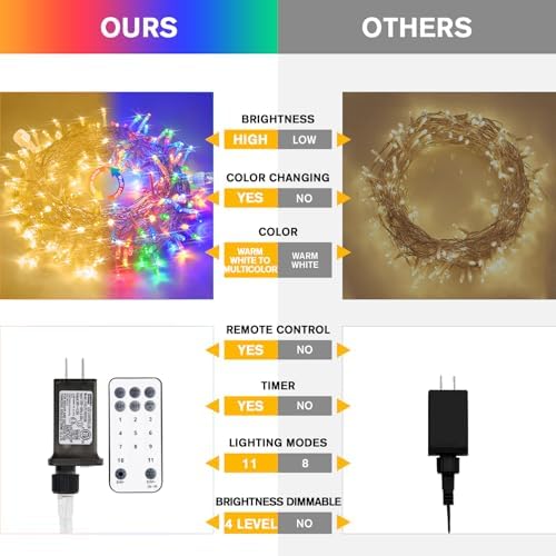 JMEXSUSS 100 LED Warm White & Multicolor Color Changing String Lights