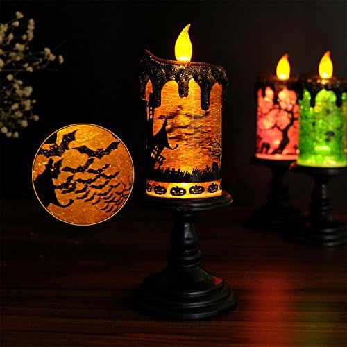 Eldnacele Bats Halloween Snow Globe Flameless Candle Battery Operated
