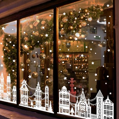 72" Christmas Window Clings Winter Street Scene Glass Door Decor