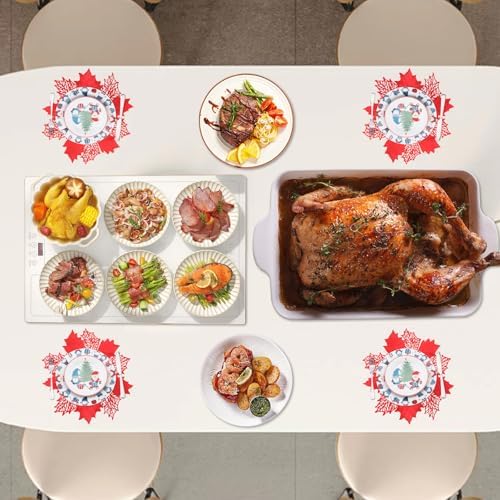 Christmas Placemats Set of 8,Red Flower Placemat Round Vinyl Table Mats for Kitchen Dinning Holiday Home Decoration