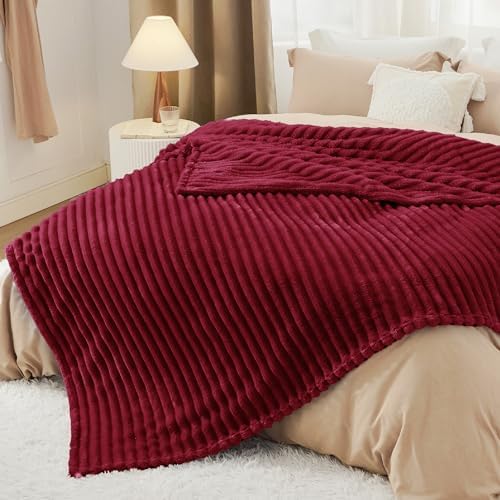 Bedsure Soft Queen Size Blanket for Bed Deep Red 90"x90"